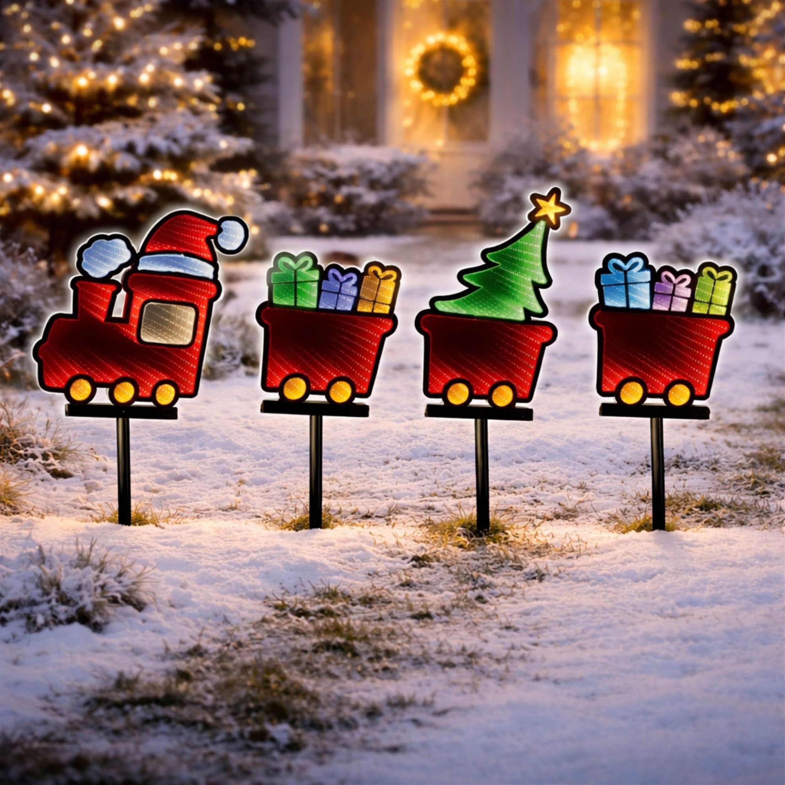 Holiday Train Pathway Light Ekkolight (Set of 4), MULTICOLOR, alternate image number 1