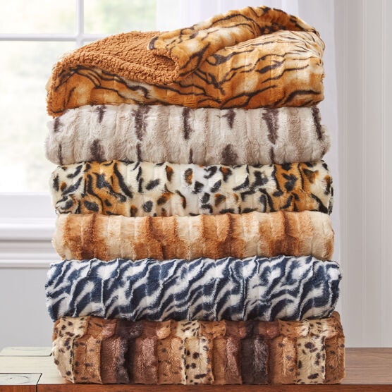 Faux Fur Animal Print Throw, , alternate image number null