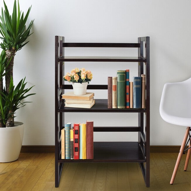 3-Shelf Folding Student Bookcase 20.75 inches Wide-Espresso, , alternate image number 7