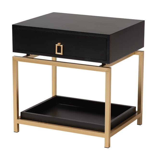 Melosa Modern Glam And Luxe 1-Drawer End Table, BLACK GOLD, hi-res image number null