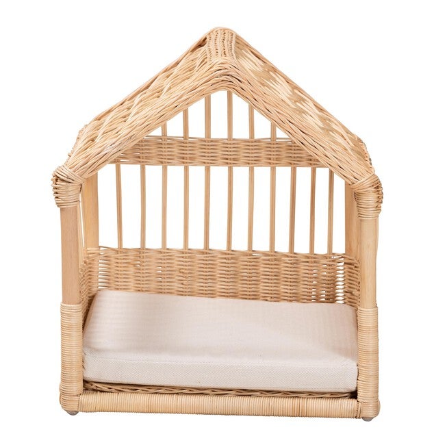 Pieta Modern Bohemian Natural Brown Rattan Pet Bed, , on-hover image number null