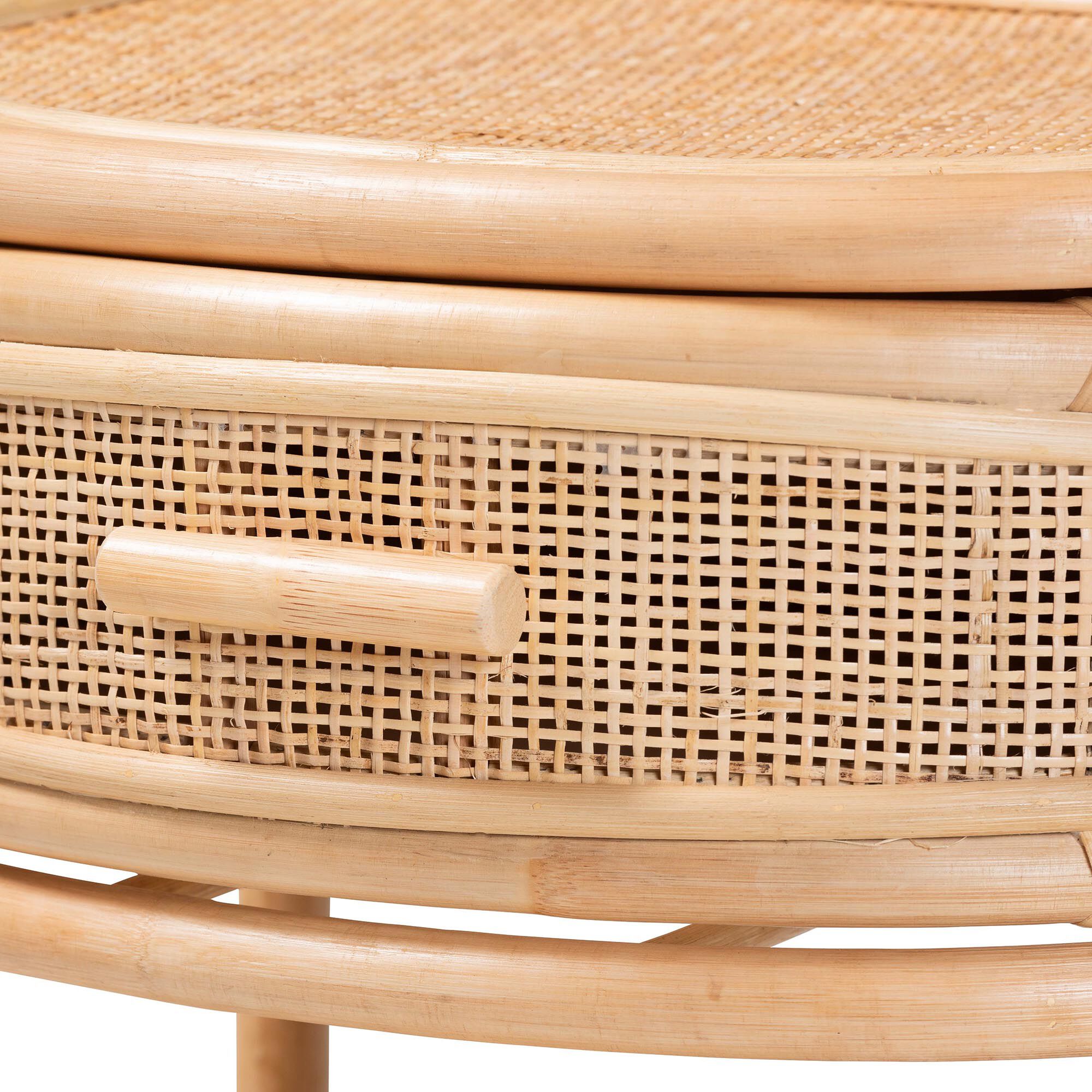 Divitia Bohemian Natural Rattan 1-Drawer Nightstand, NATURAL, alternate image number 6