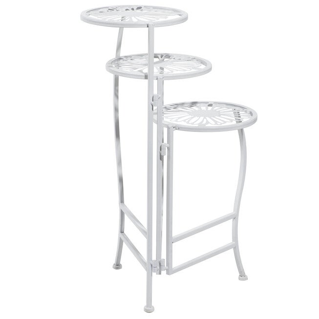 Set Of 3 White Metal Traditional Plantstand, , alternate image number null