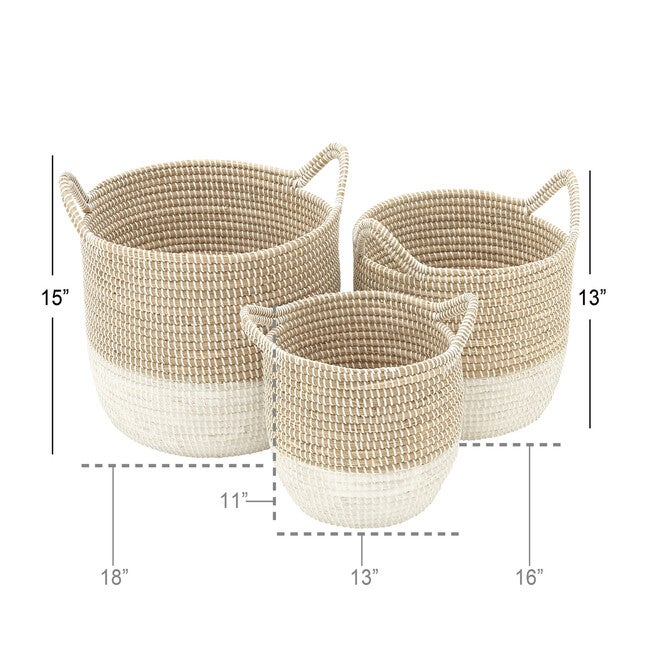 Cosmoliving By Cosmopolitan Set Of 3 Basket Storage Basket, , alternate image number null