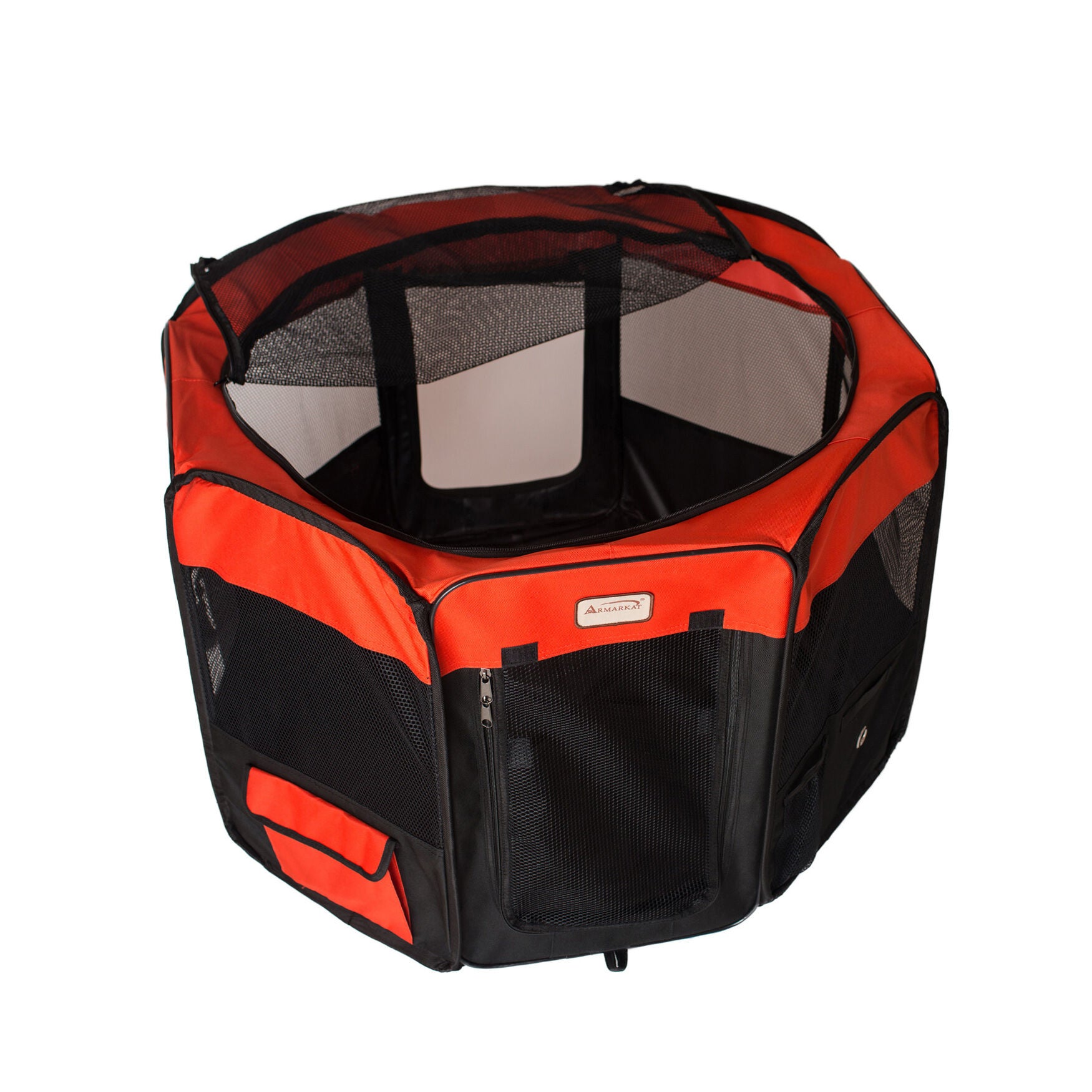 Portable Pet Dog Kitten Playpen In Black And Red Combo, , alternate image number 4