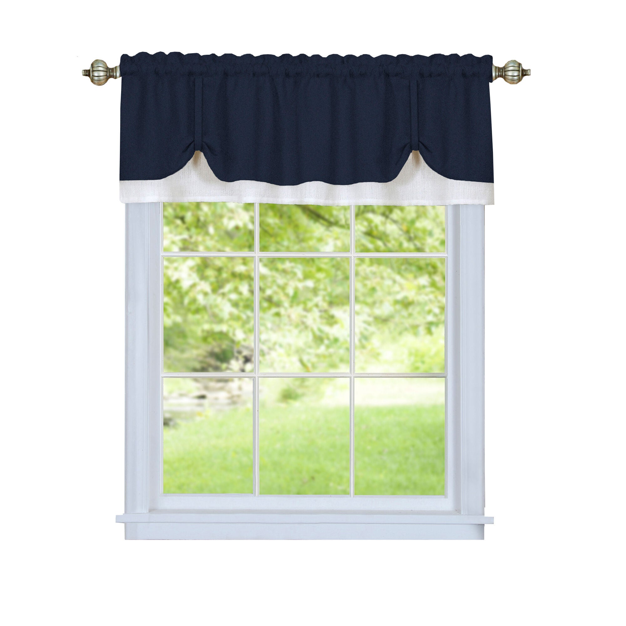 Darcy Window Curtain Valance, NAVY WHITE, alternate image number 1