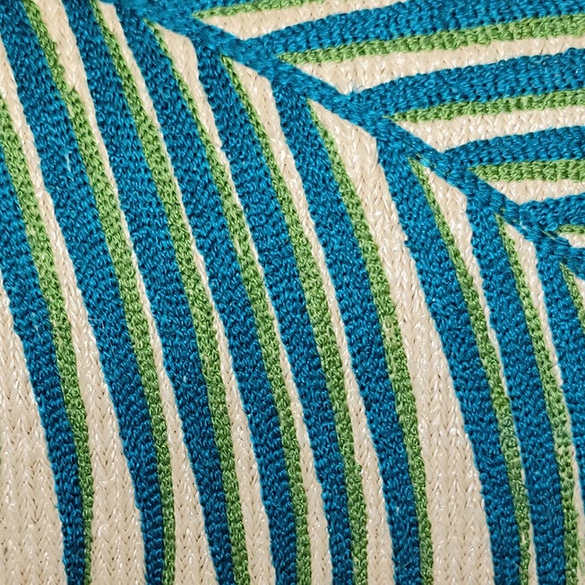 New York Botanical Garden® Indoor/Outdoor Raffia Embroidered Palm Frond Decorative Throw Pillow 12X20, Turq Multi, , alternate image number 4