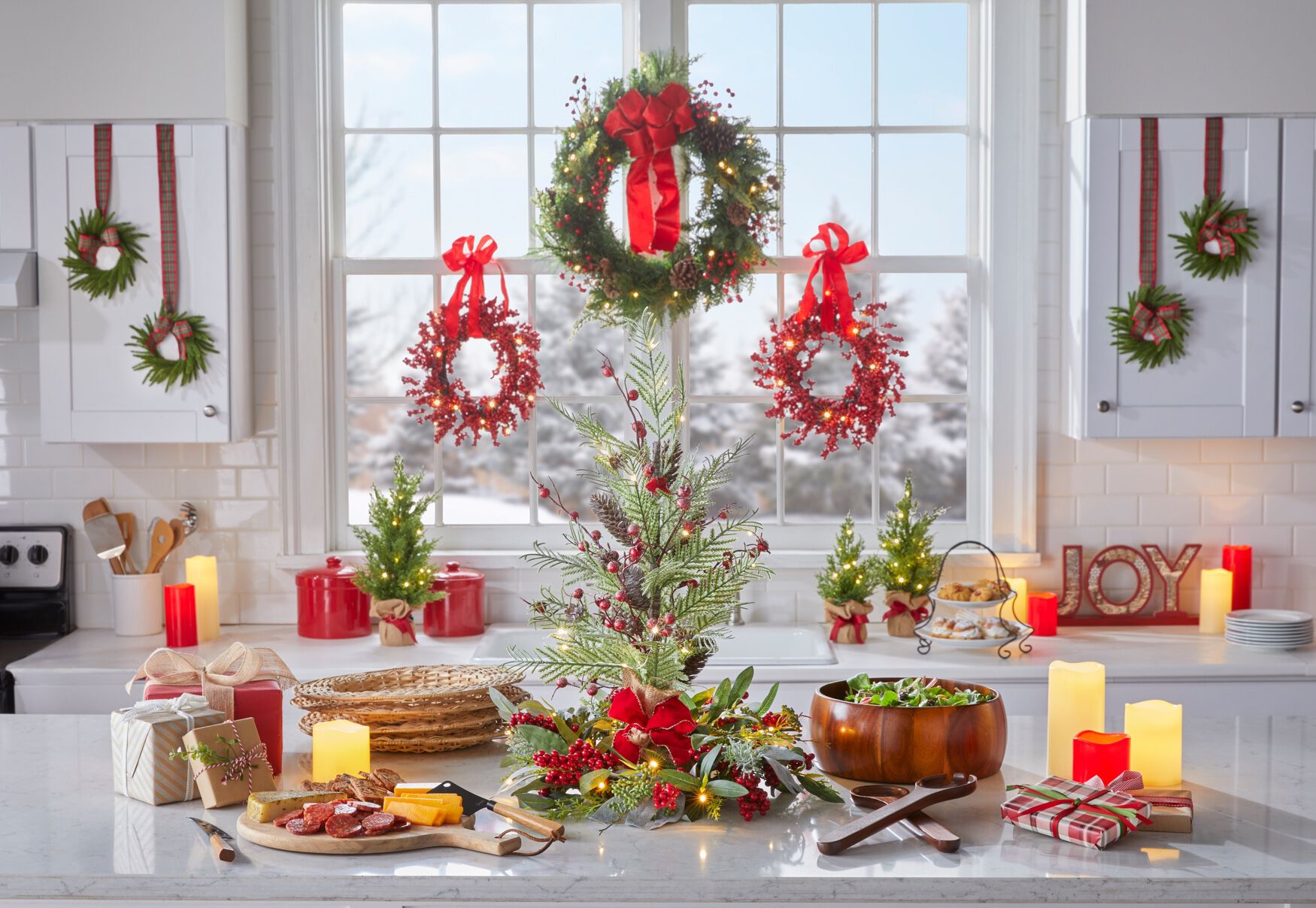 Pre-Lit Tabletop Trees, Set of 3, GREEN, alternate image number 2