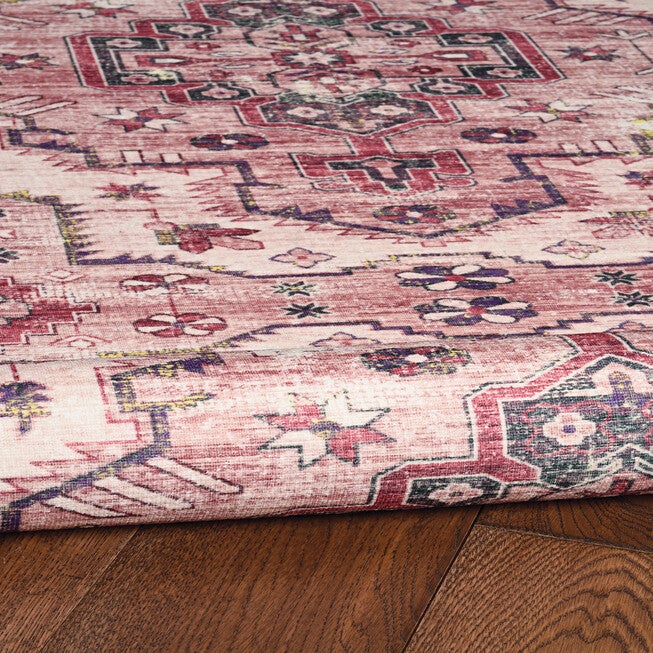Washable Marcie Ivory/Pink Rug, , alternate image number 4