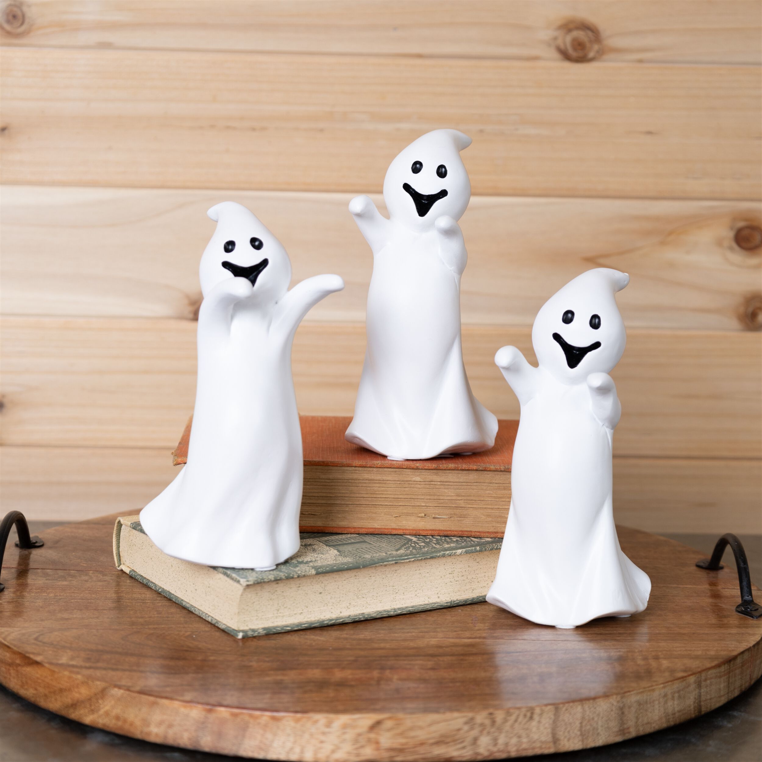Spooky Ghost Figurine (Set of 3), WHITE, alternate image number 4