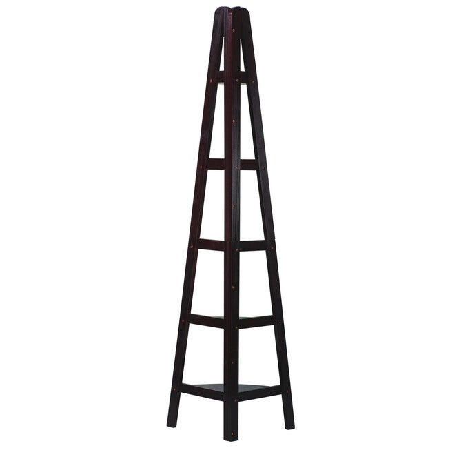 5-Shelf Corner Ladder Bookcase-Espresso, , alternate image number 3