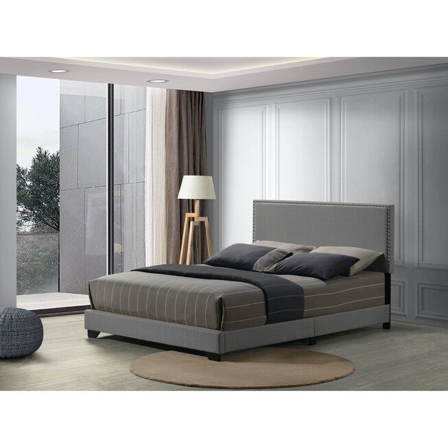 Queen Bed Bedroom, LIGHT GRAY FABRIC, hi-res image number null