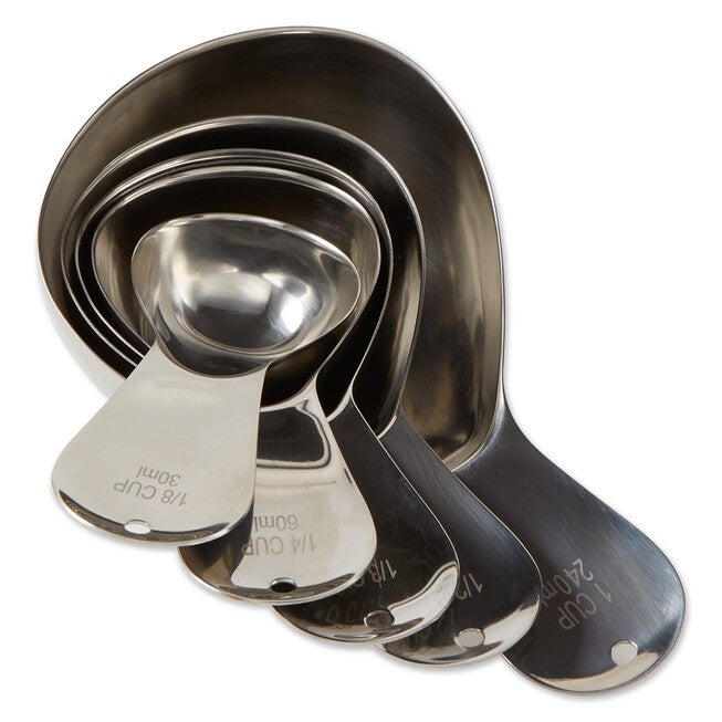 Oval Stainless Steel Measuring Cups, Set 5, GRAY, hi-res image number 0