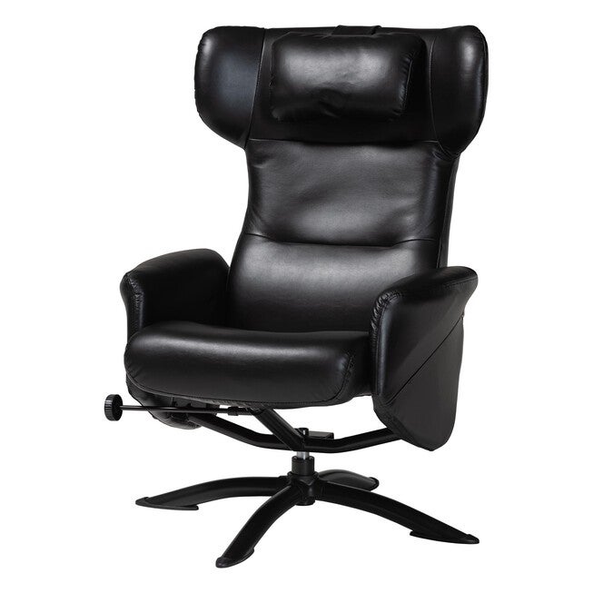 Elwood Modern Brown Faux Leather 2-Piece Lounge Chair and Footrest Set, BLACK, alternate image number 6
