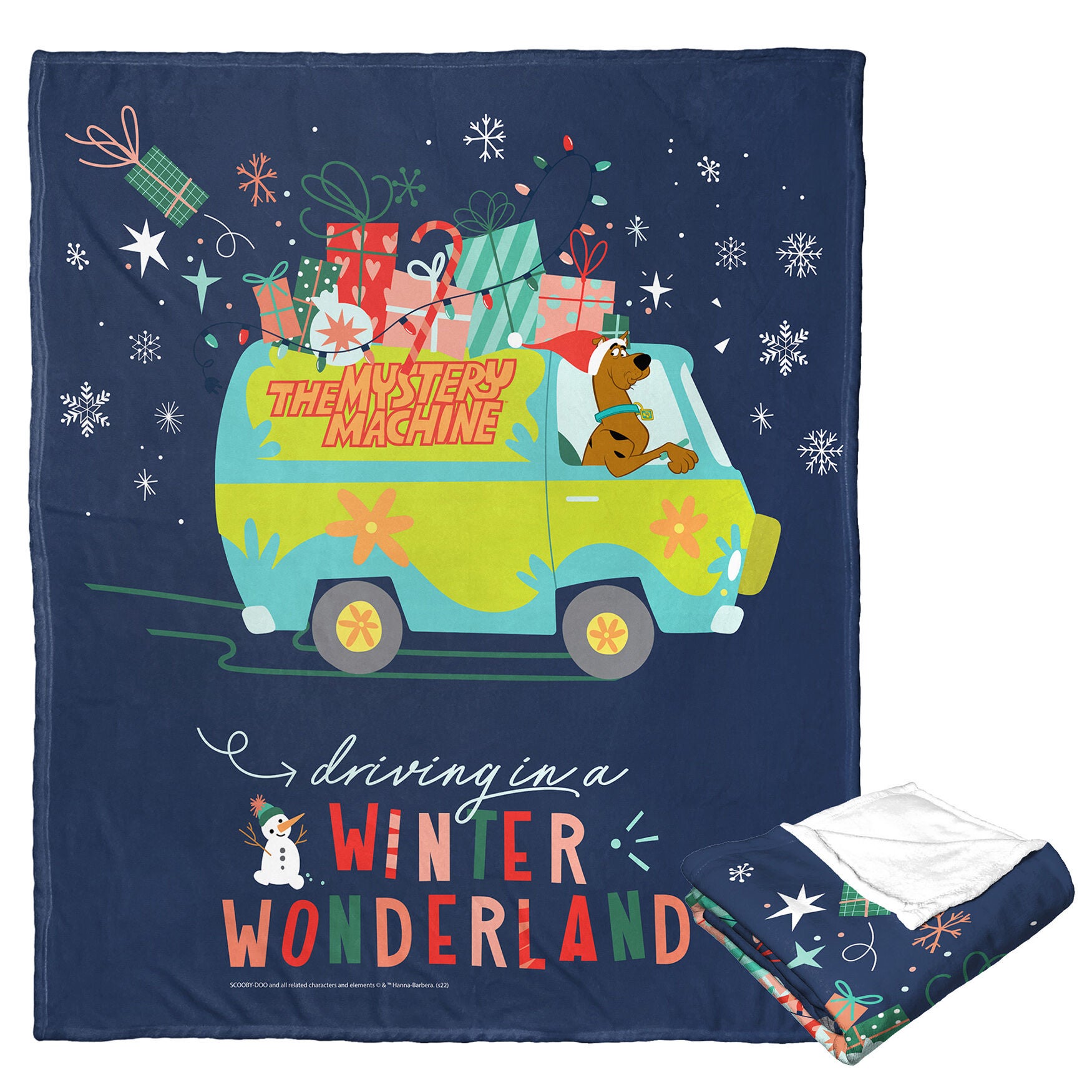 Wb Scooby Doo Driving In A Winter Wonderland Silk Touch Throw Blanket, O, hi-res image number 0