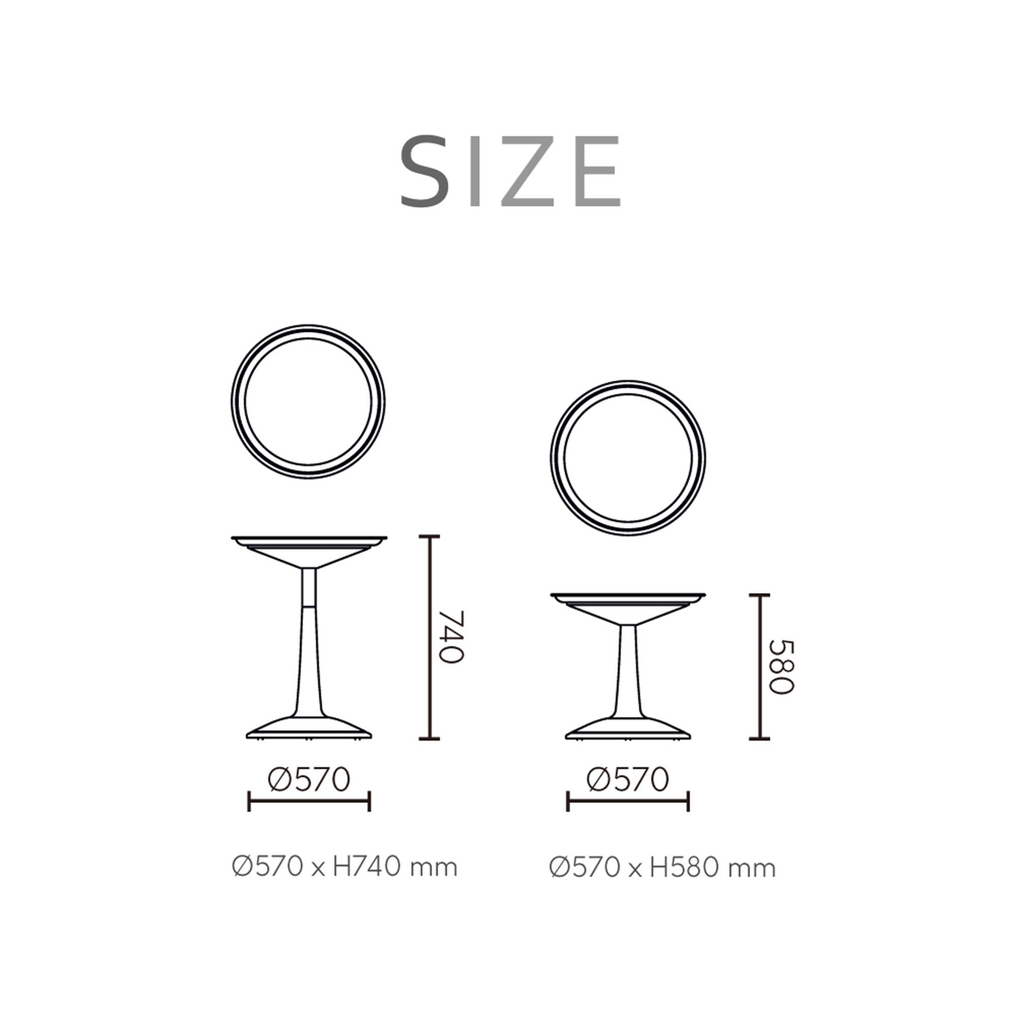 SPROUT 2 in 1 side table size diagram showing tray and height