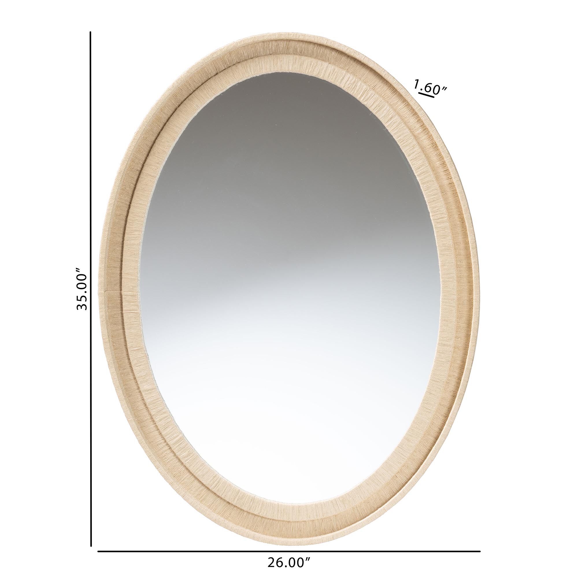 Lailan Oval Woven Grasscloth Mirror, BEIGE, alternate image number 4