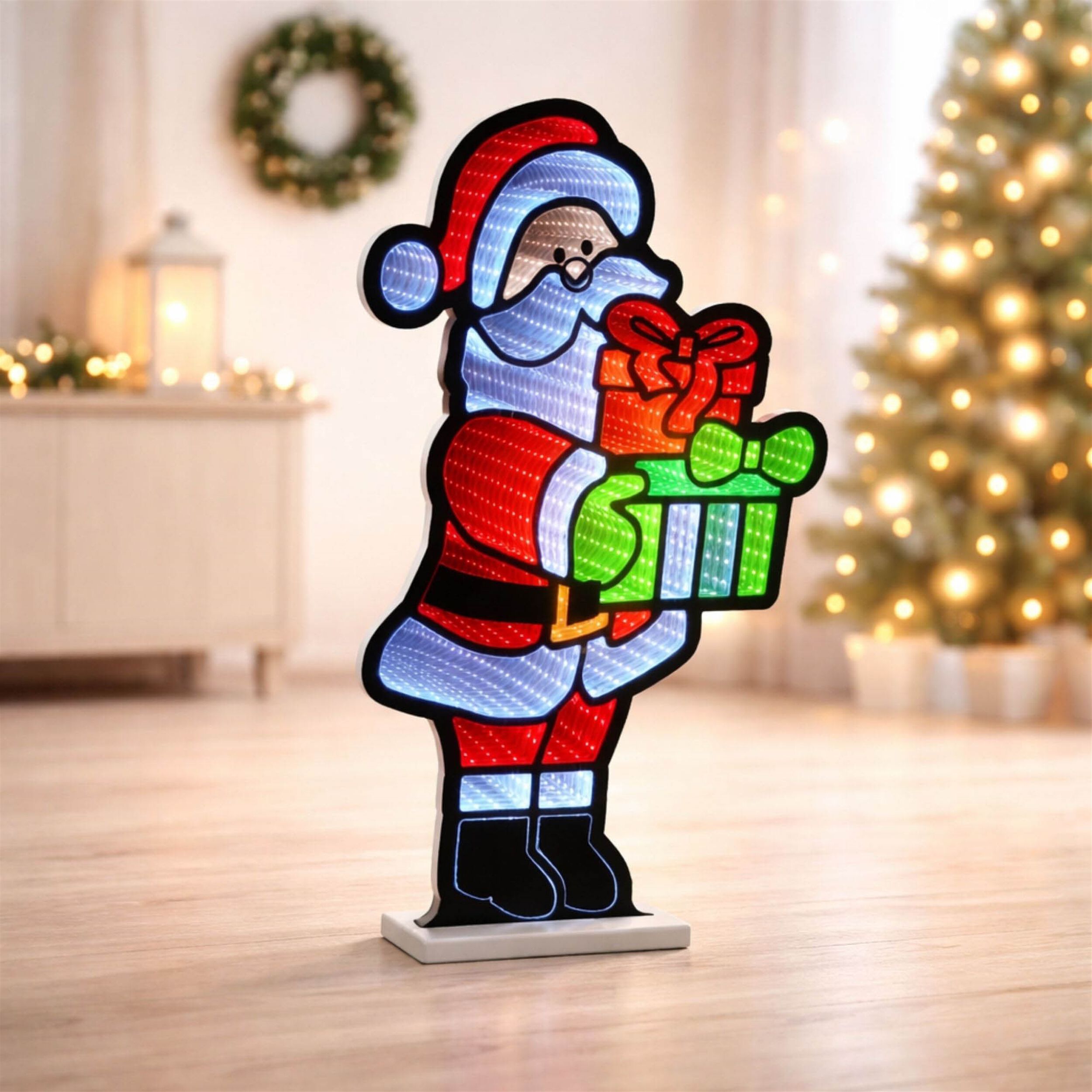 Santa with Presents Ekkolight 25 inchesH, RED WHITE GREEN, alternate image number 1