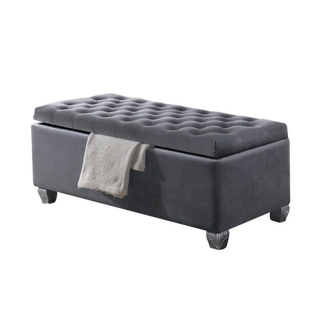 Bench W/Storage Seating, GRAY FABRIC, hi-res image number 0