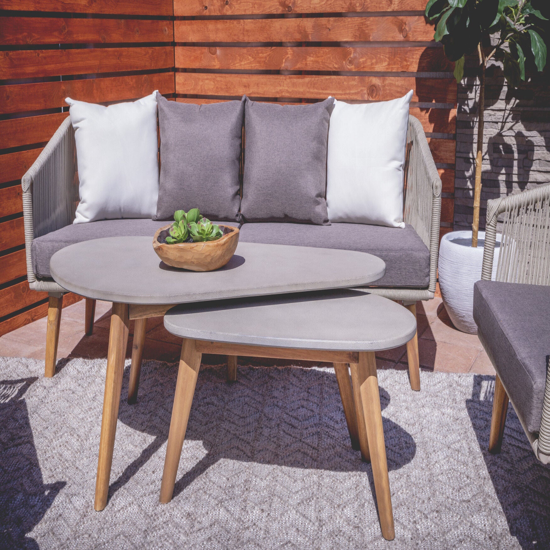 Grey Resin Modern Outdoor Accent Table, , alternate image number 8