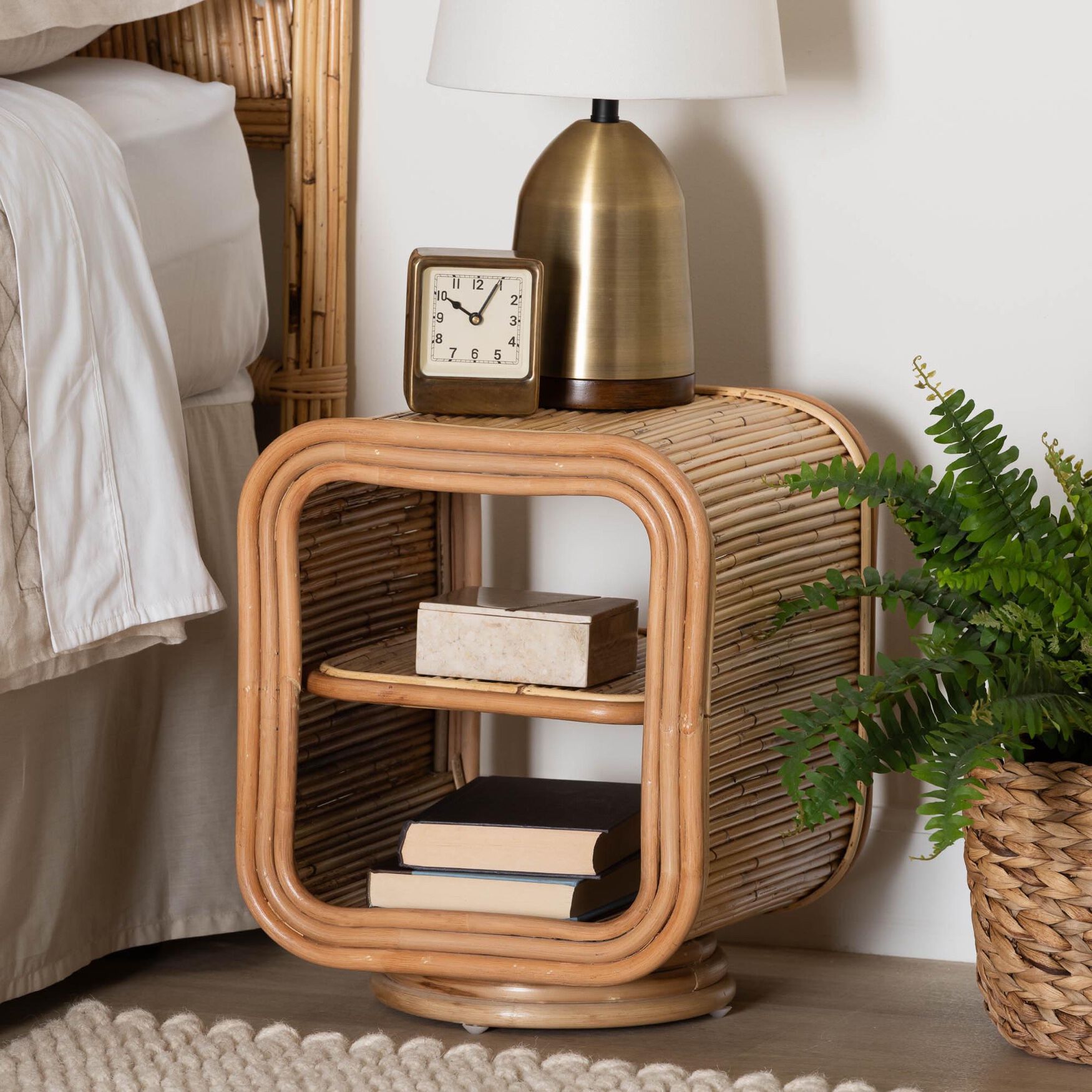 Bethari Bohemian Natural Rattan Nightstand, , alternate image number 4