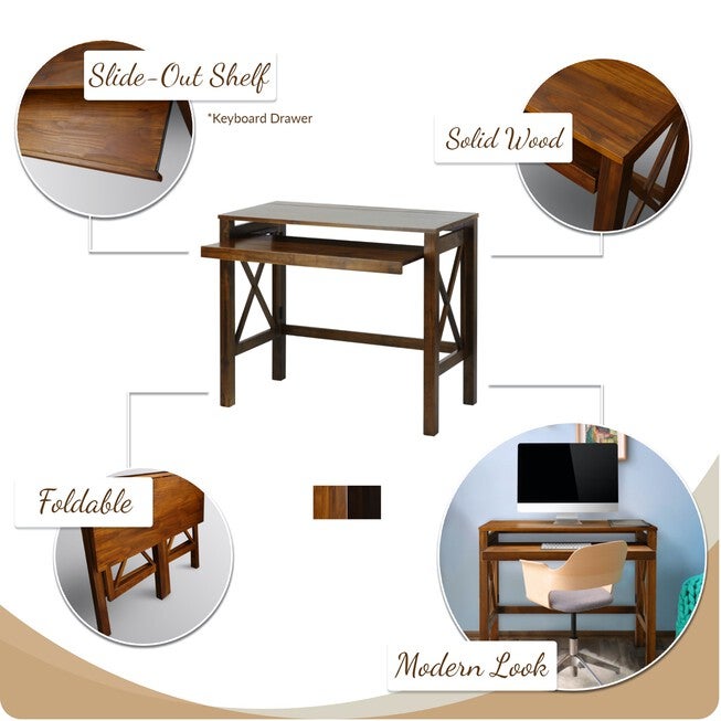 Montego Folding Desk with Pull-Out-Espresso, , alternate image number 13