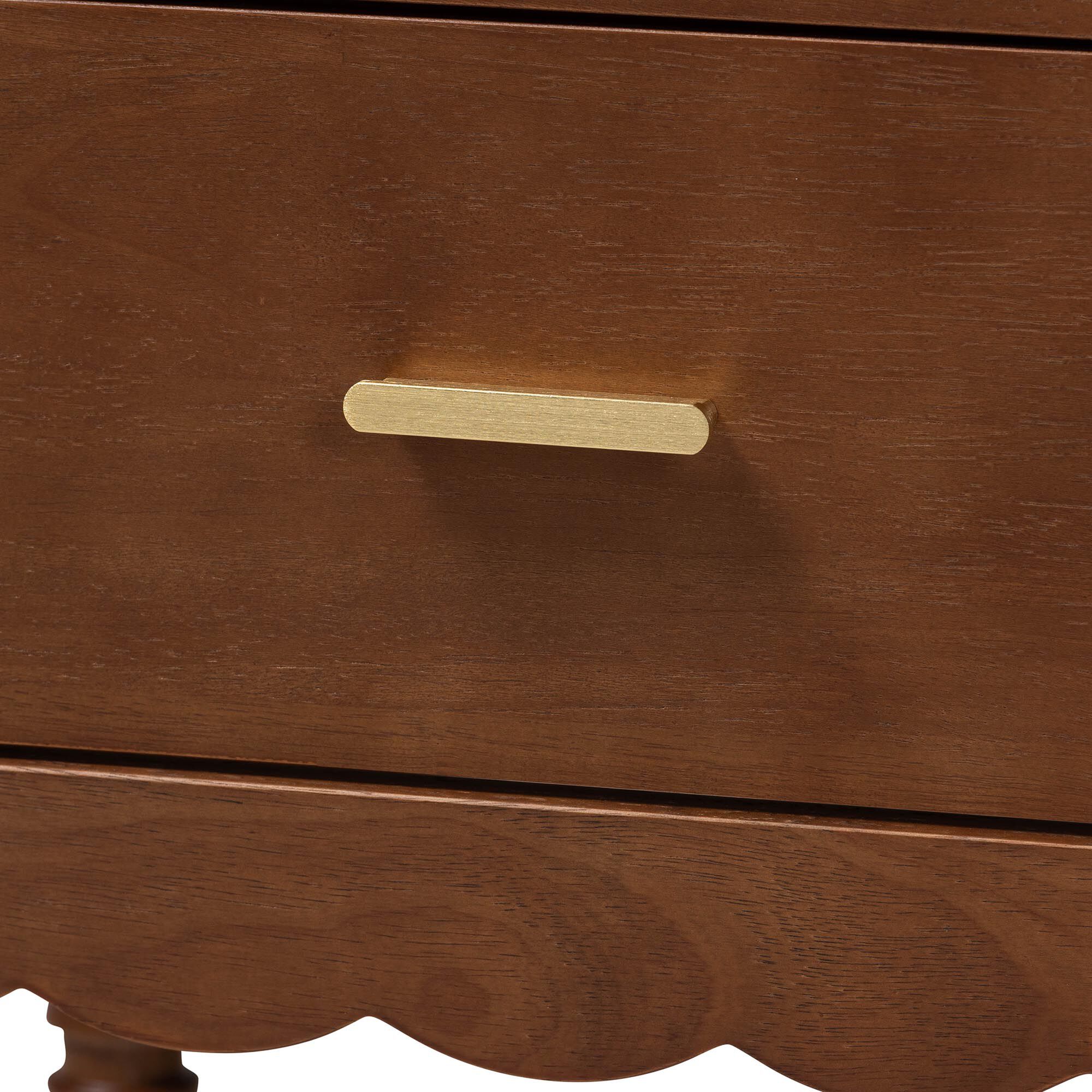 Danette Bobbin Wood 2-Drawer Nightstand, WALNUT, alternate image number 6