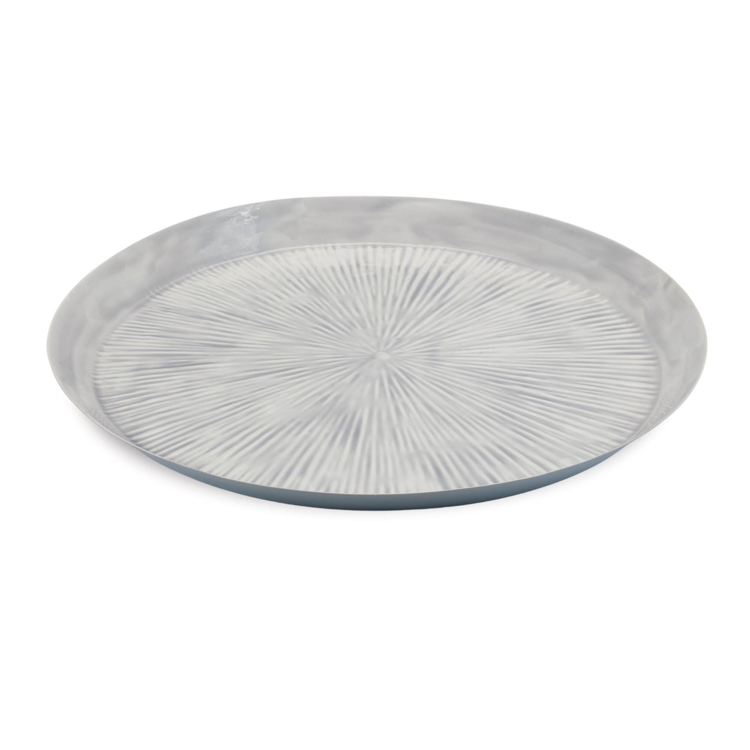 Round Etched Metal Tray 13.5IND, GRAY, hi-res image number 0