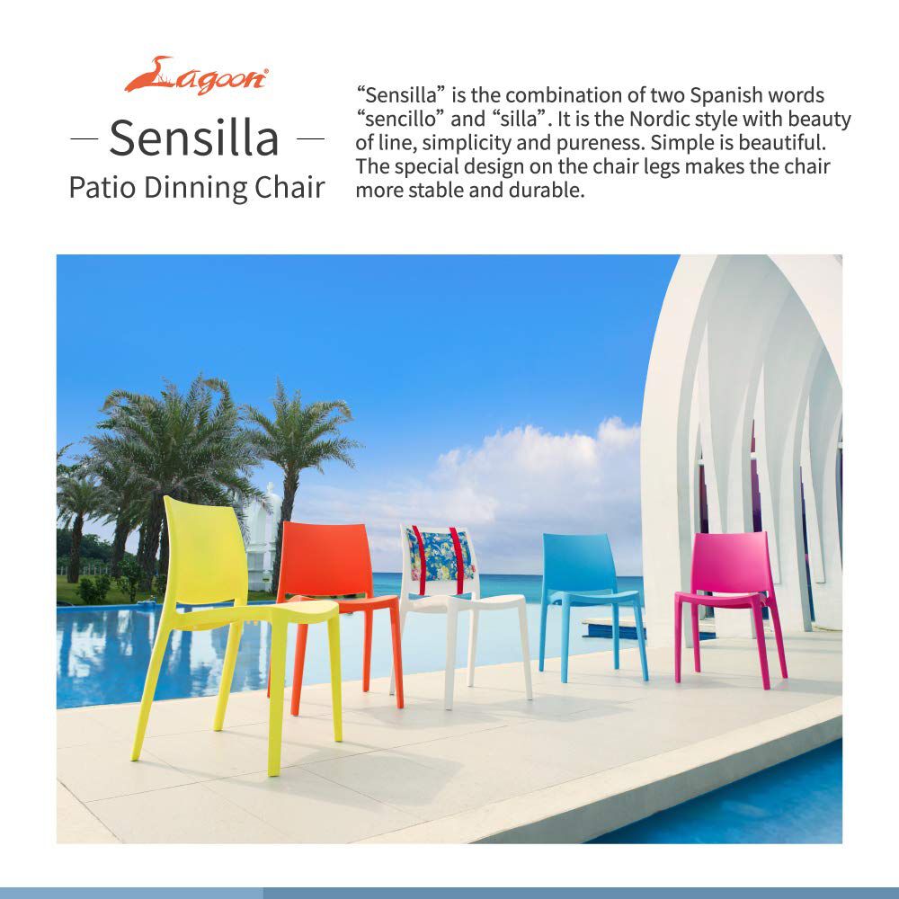 Set of 2 Sensilla Stackable Outdoor Dining Chairs, BLUE, alternate image number 7