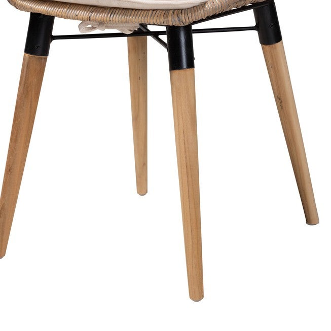 Sabelle Modern Bohemian Black Finished Rattan And Metal Dining Chair, , alternate image number 11