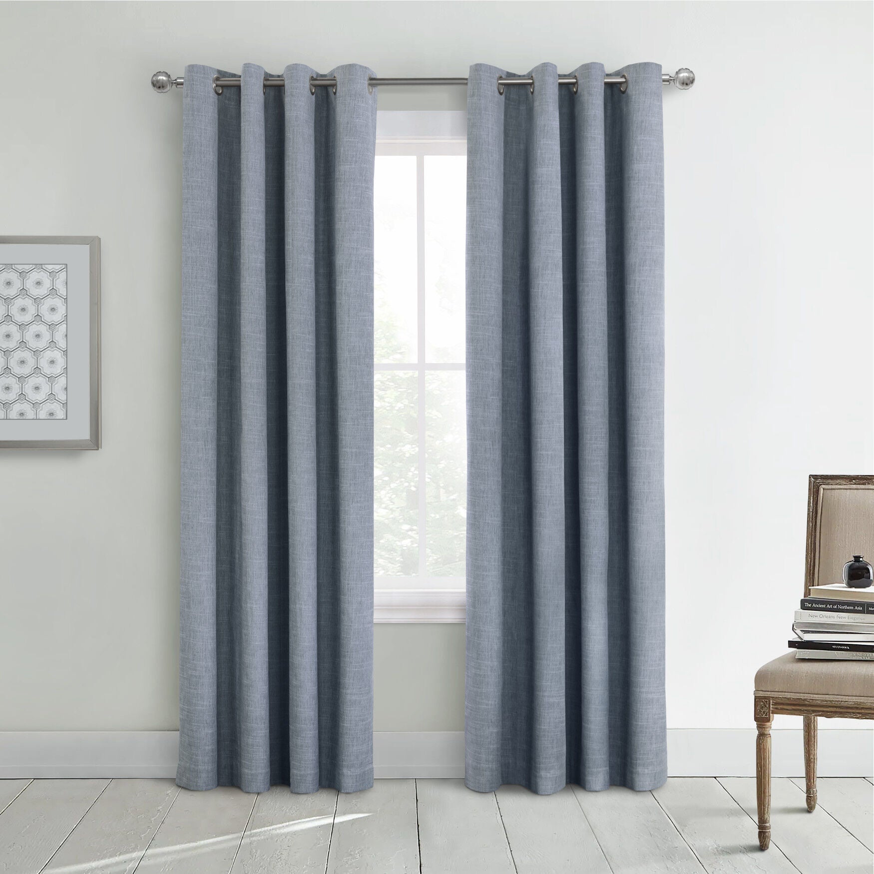 Maya Blackout Grommet Curtain Panel, SLATE BLUE, hi-res image number 0