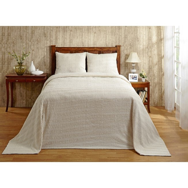 Natick Collection Tufted Chenille Bedspread , IVORY, hi-res image number null