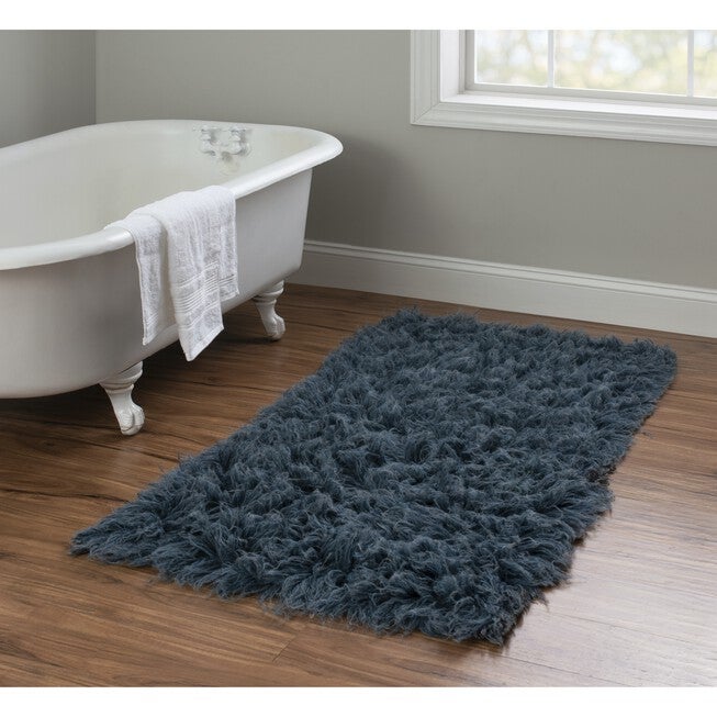 Flokati Denim Blue Rug, , on-hover image number 1