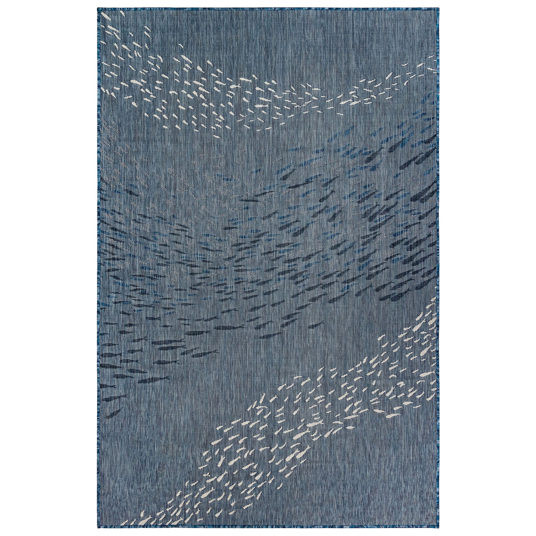 Carmel School Of Fish Indoor/Outdoor Area Rug Aqua, NAVY, hi-res image number 0