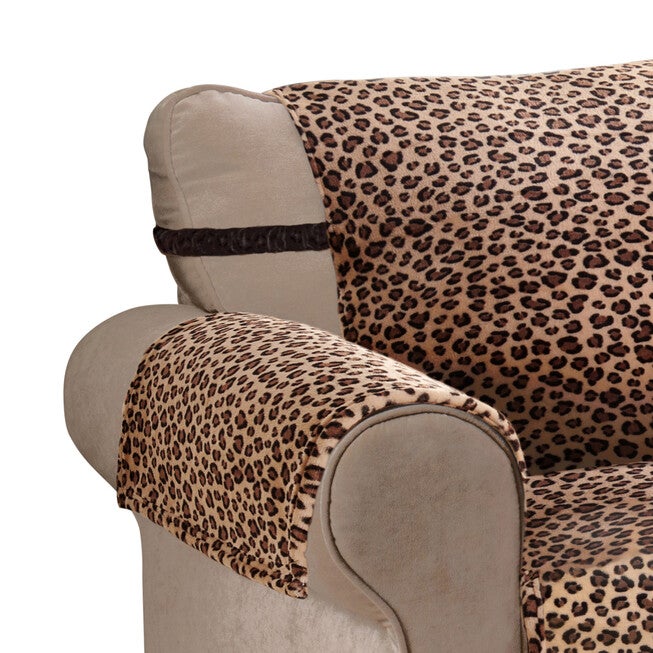 Leopard Plush Sofa Furniture Cover, , on-hover image number 1