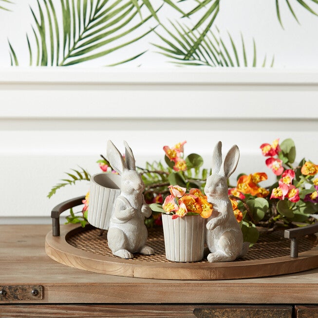 Standing Garden Rabbit With Pot Planter (Set Of 2), , alternate image number 2