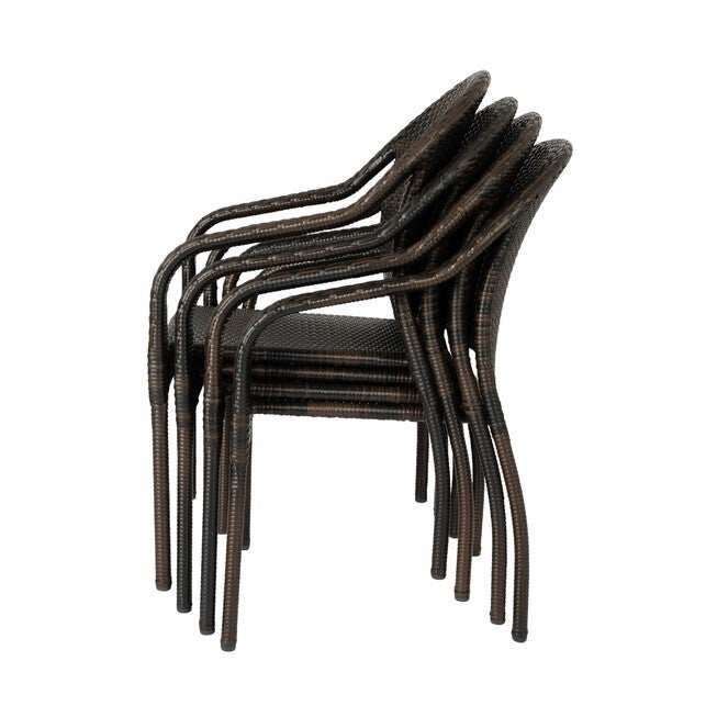 Rhodos Café Stacking Chair in Mocha All-weather Wicker - 4pk, , alternate image number null