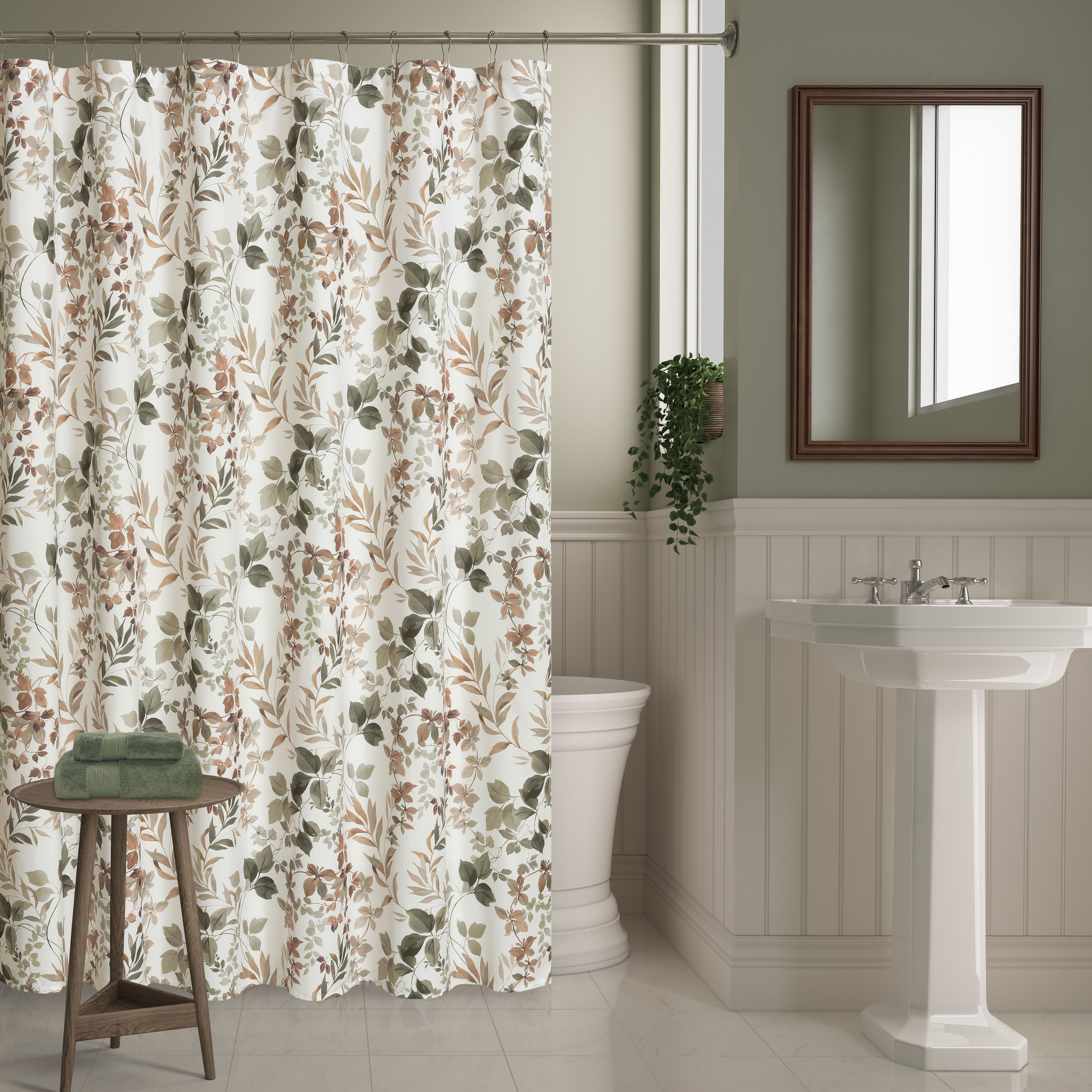 EVERGREEN SHOWER CURTAIN, TEAL, hi-res image number 0