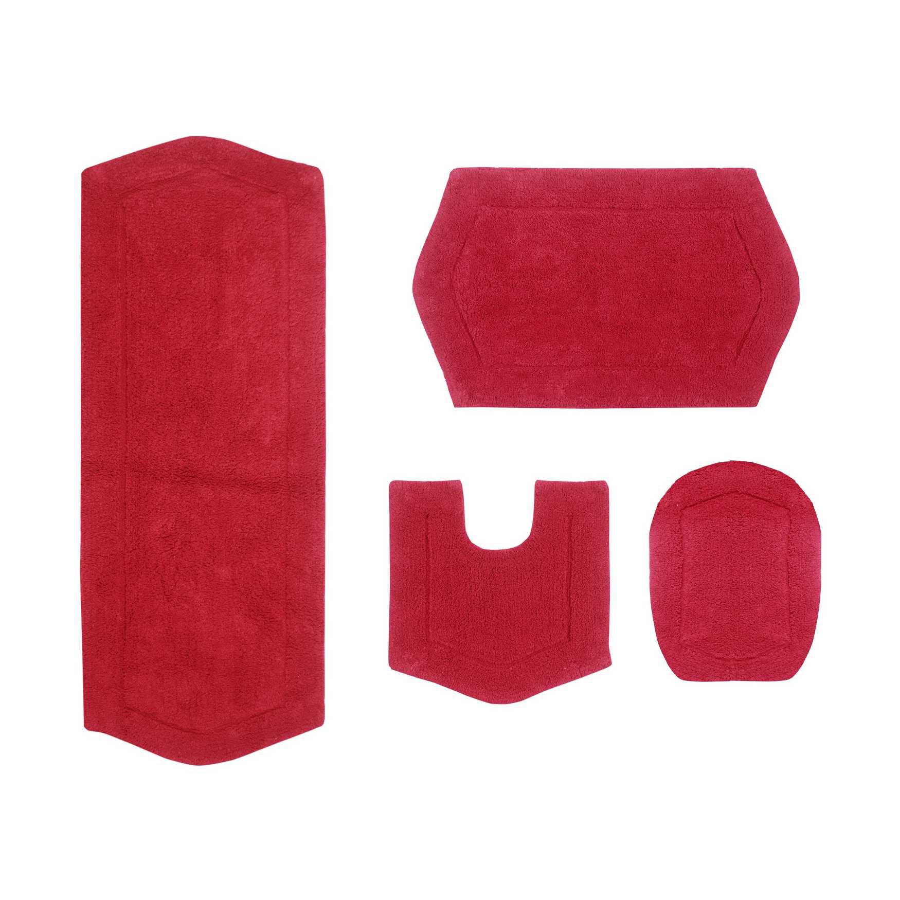 Waterford 4-Pc. Set Bath Rug Collection With Lid Cover, RED, hi-res image number 0