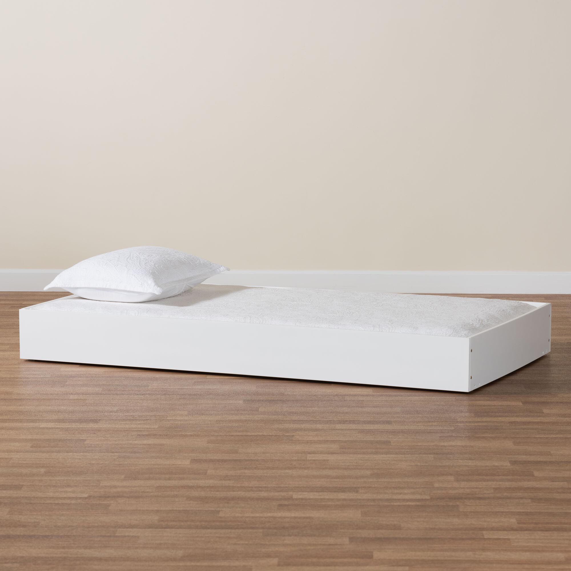 Roni Modern White Wood Twin Trundle, WHITE, alternate image number 6
