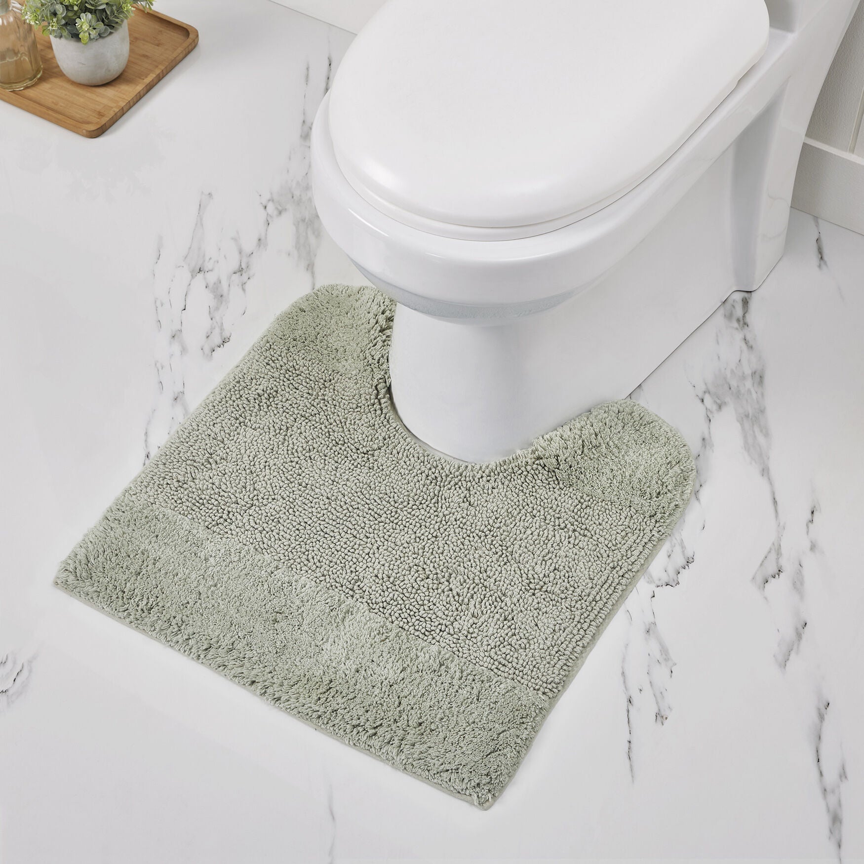 Granada Collection 100% Cotton 20 inches X 20 inches Contour Bath Rug, SAGE, hi-res image number 0