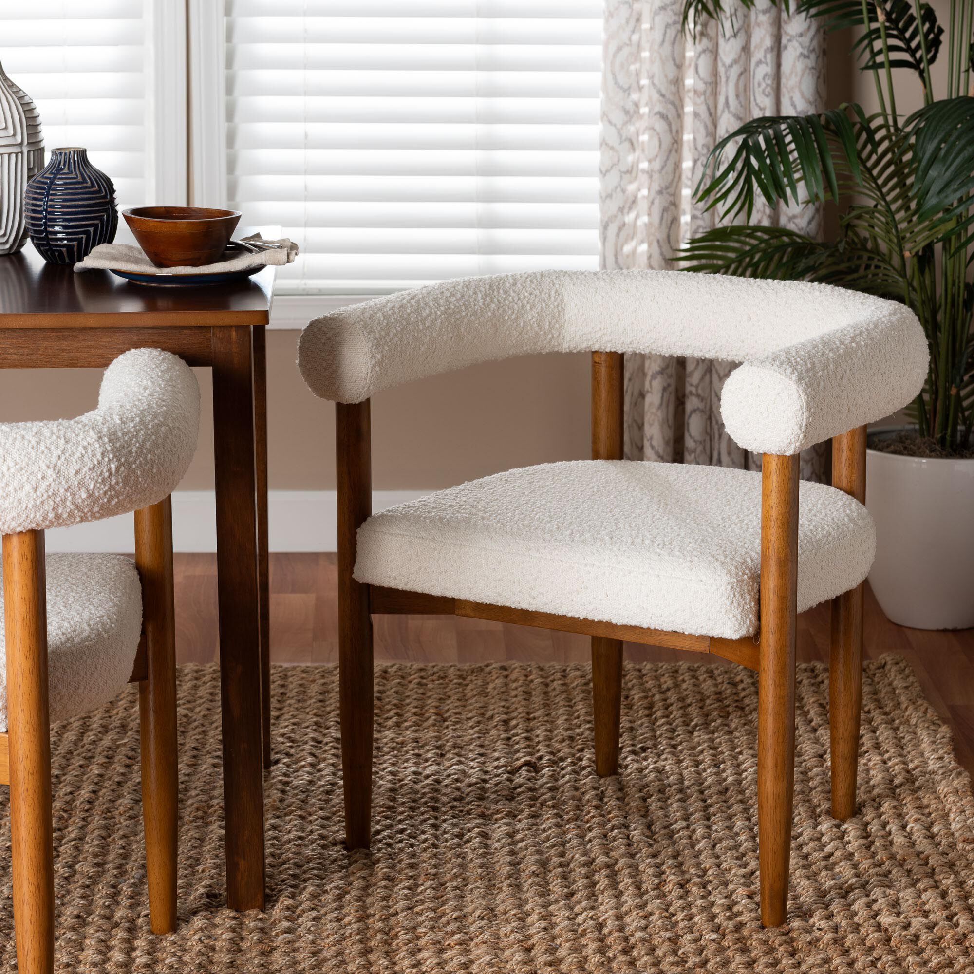 Caia Boucle Dining Chair, CREAM, hi-res image number 0