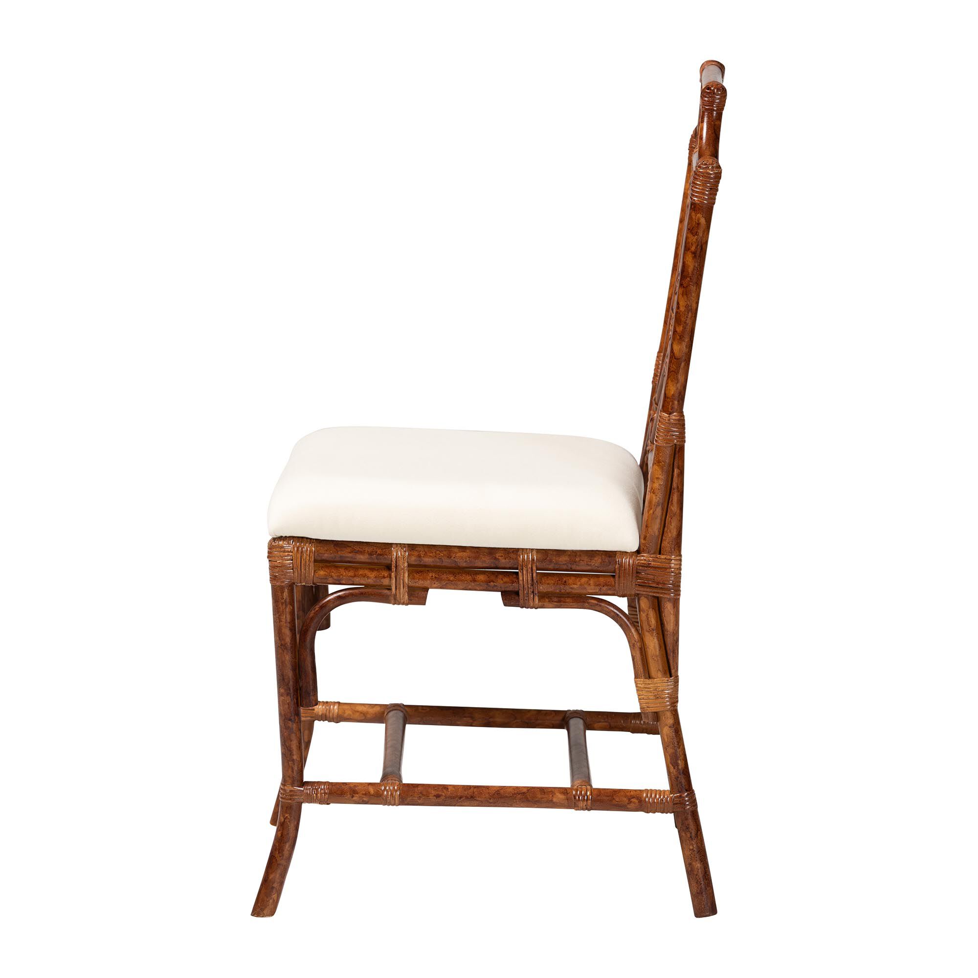 Esmery Marbled Tortoise Natural Rattan Dining Chair, BROWN, alternate image number 3