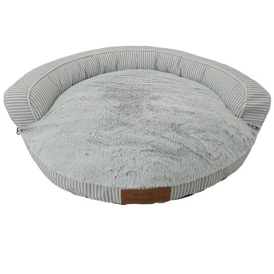 Stripe Printing poly-cotton bolster with detachable faux fur cushion Large Size, , on-hover image number null