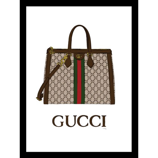 Gucci Bag Brown 14" x 18" Framed Print, BLACK ORANGE, hi-res image number null