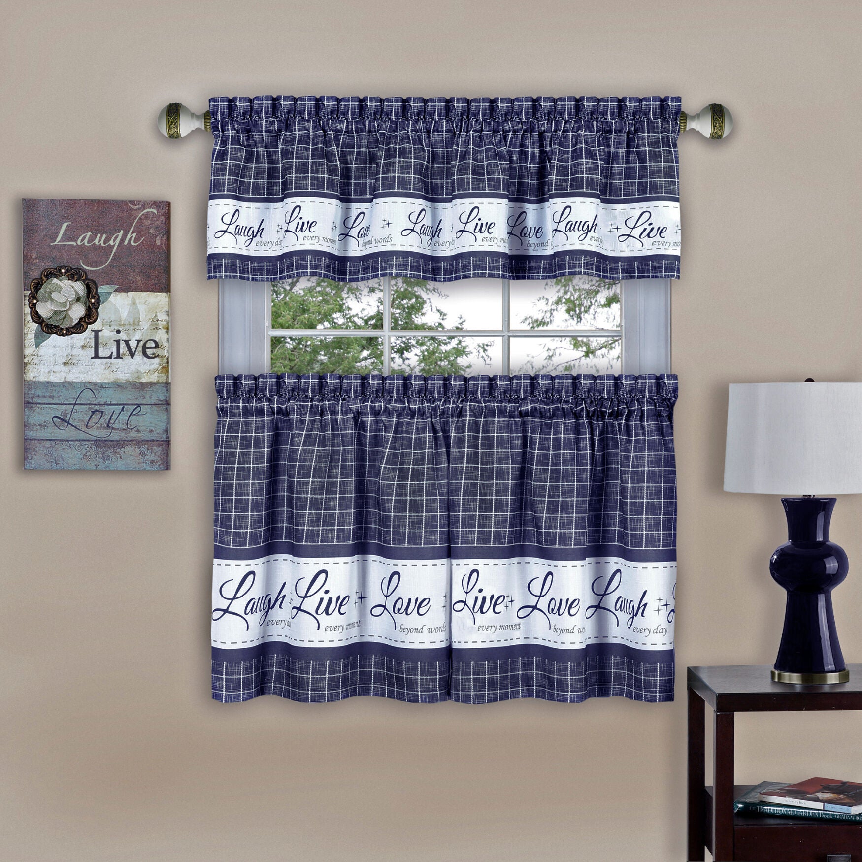 Live, Love, Laugh Window Curtain Tier Pair and Valance Set - 58x24, , alternate image number 11