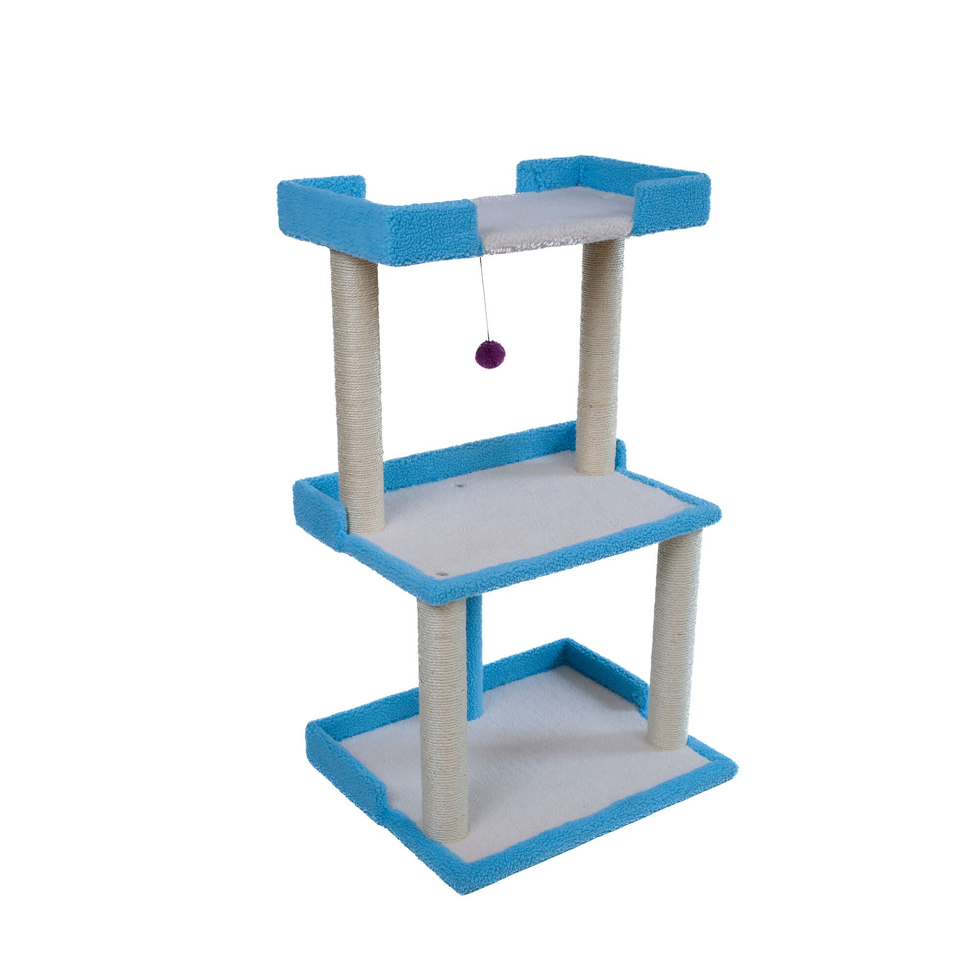 Armarkat Cat Tree for Large Cats: 41 inches Real Wood Tower with Scratching Posts And Perches, SKY BLUE, alternate image number 5