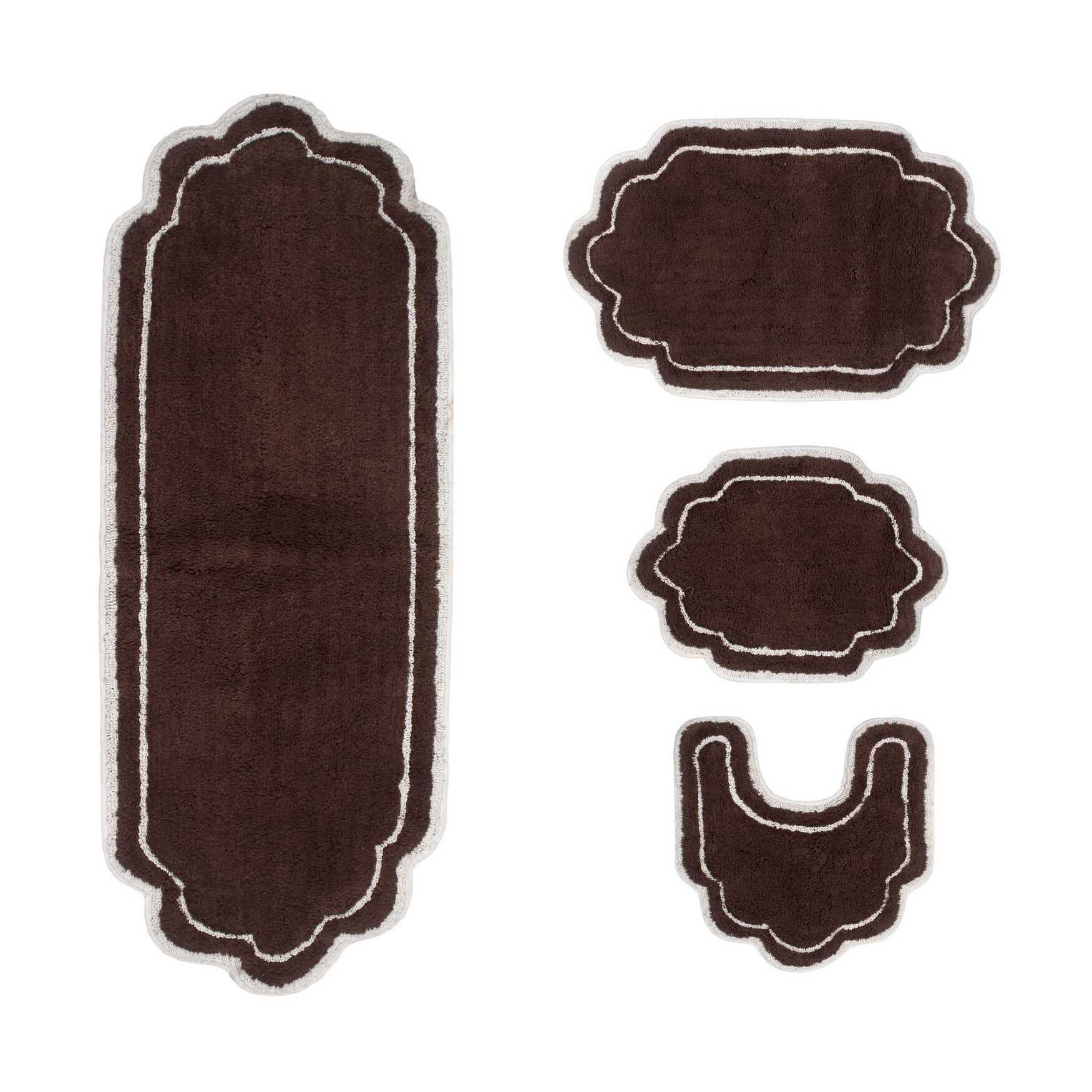 Allure 4 Piece Set Bath Rug Collection, BROWN, hi-res image number 0