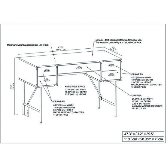 47" Writing Desk, , alternate image number null