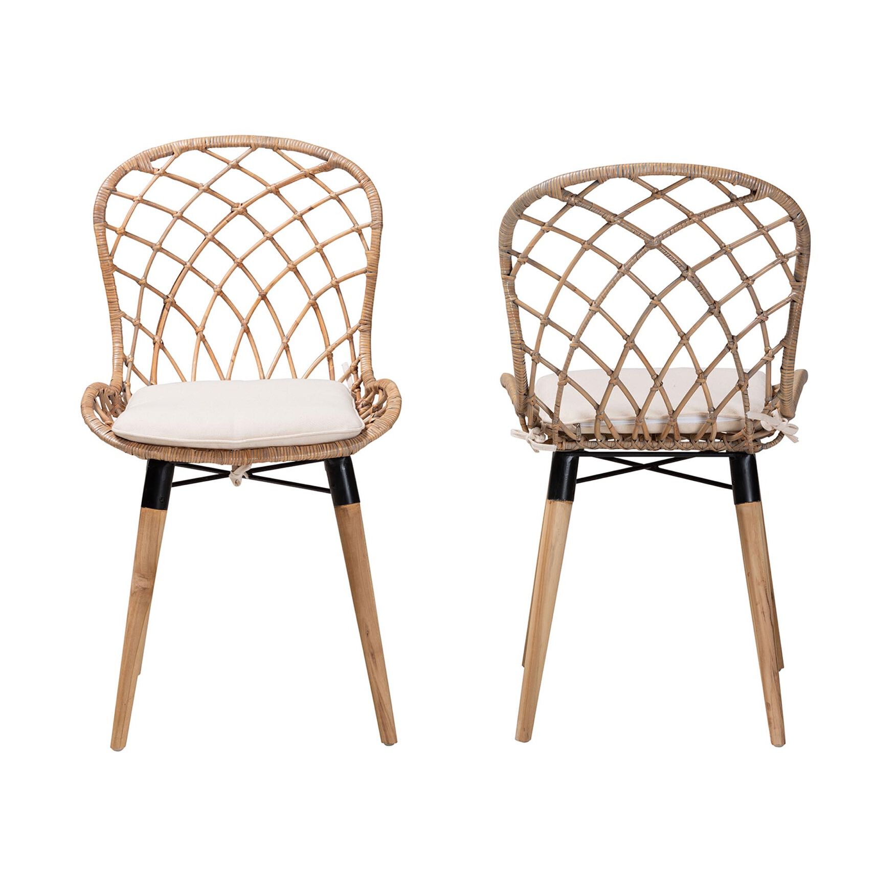 Sabelle Modern Bohemian Black Finished Rattan And Metal Dining Chair, , alternate image number 8